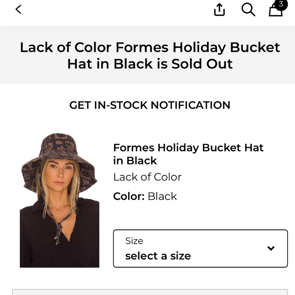 Lack of Color Women's Black and Brown Patterned Bucket Hat - Picture 3 of 5